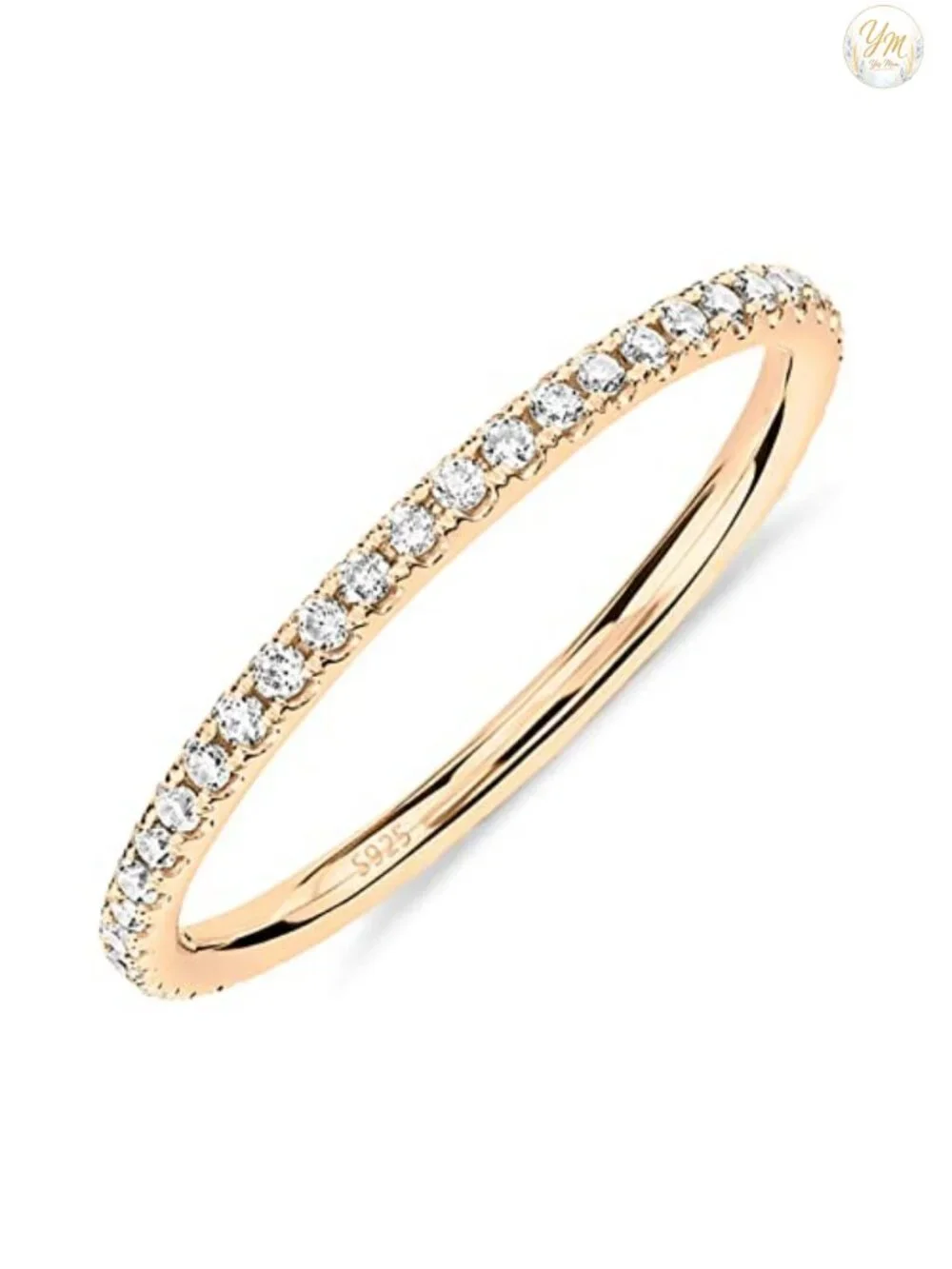 18k Gold Plated Vermeil Eternity Ring for Women, 925 Sterling Silver, Cubic